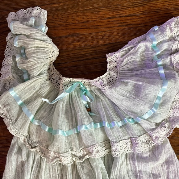 Semi sheer baby blue cold shoulder mini dress - Picture 9 of 11